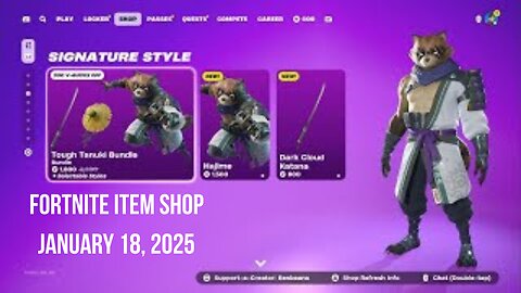 Fortnite Item Shop|January 18, 2024(*New* Tough Tanuki Bundle & Kicks)