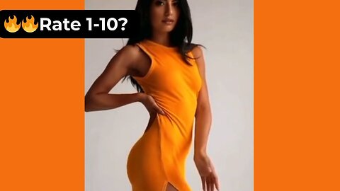 🔥 Rate Her Body in This Sexy Figure-Hugging Orange Day Dress 1-10? 😍 Supermodel 4K