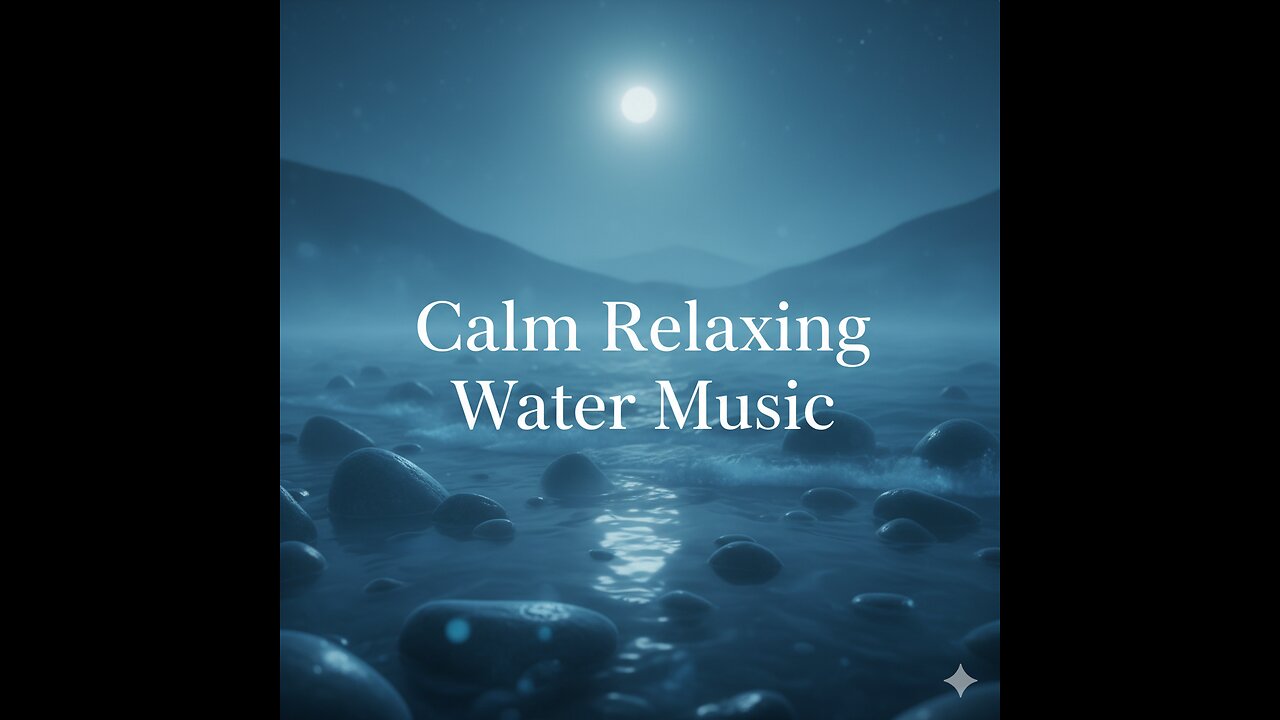 A peaceful night scene with gentle water reflections under soft moonlight