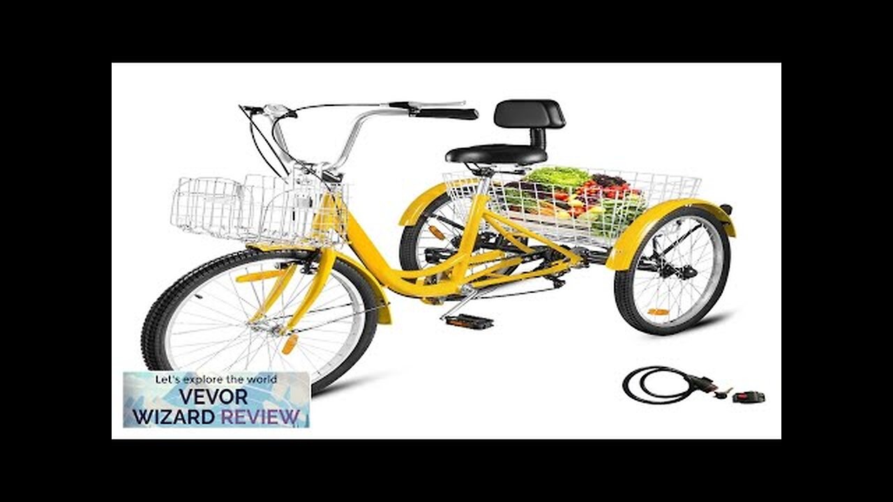 24" Adult Tricycle 3-Wheel 7 Speed Bicycle Trike Double Basket 330LBS Bike Review