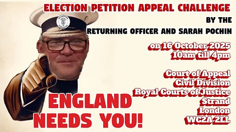 Next Thursday 16th October 2025 Civil Appeal Court - Royal Courts of Justice.