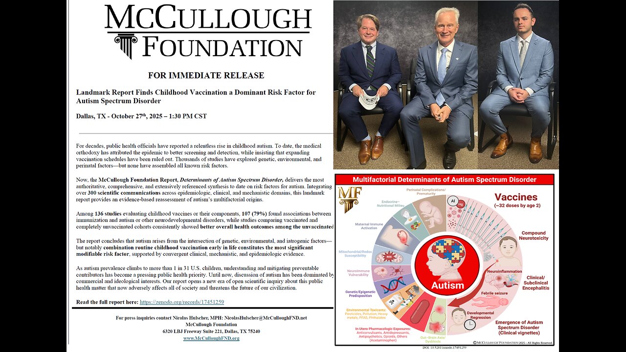 McCullough™ Foundation Report on Determinants of Autism Rocks HHS as Vaccine Concerns Escalate