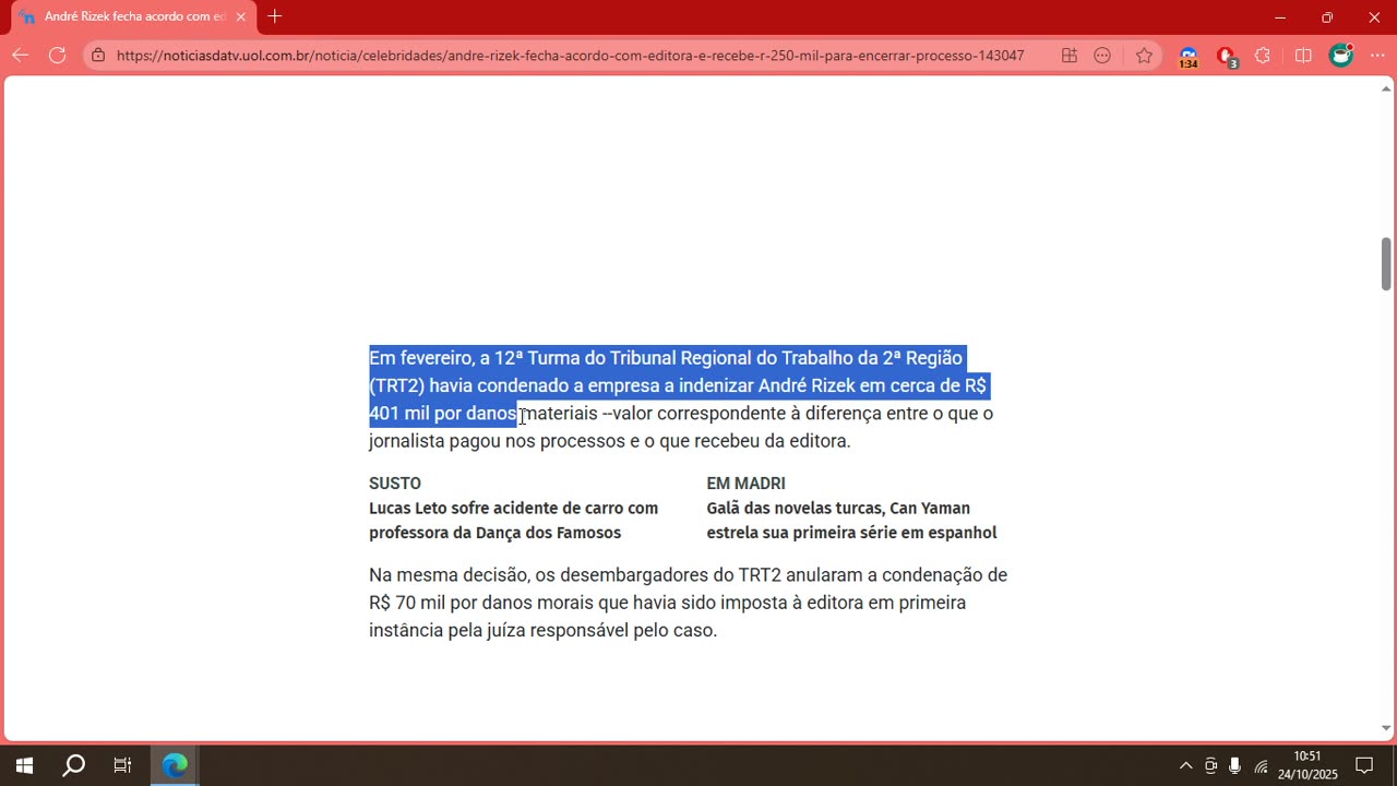 André Rizek fecha acordo com editora e recebe R$ 250 mil para encerrar processo .mp4