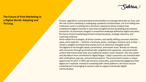 The Future of Print Marketing in a Digital World: Adapting and Thriving