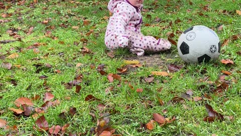 Baby Kayla Plays Soccer in the Garden | Adorable Sporty Baby