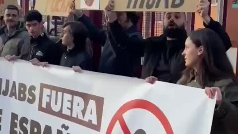 Spanish patriots do not want women in hijab or burka in Spain.