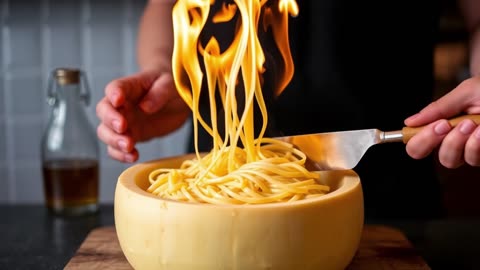 🔥 Flaming Cheese Wheel Pasta — The Science of Melting Parmesan