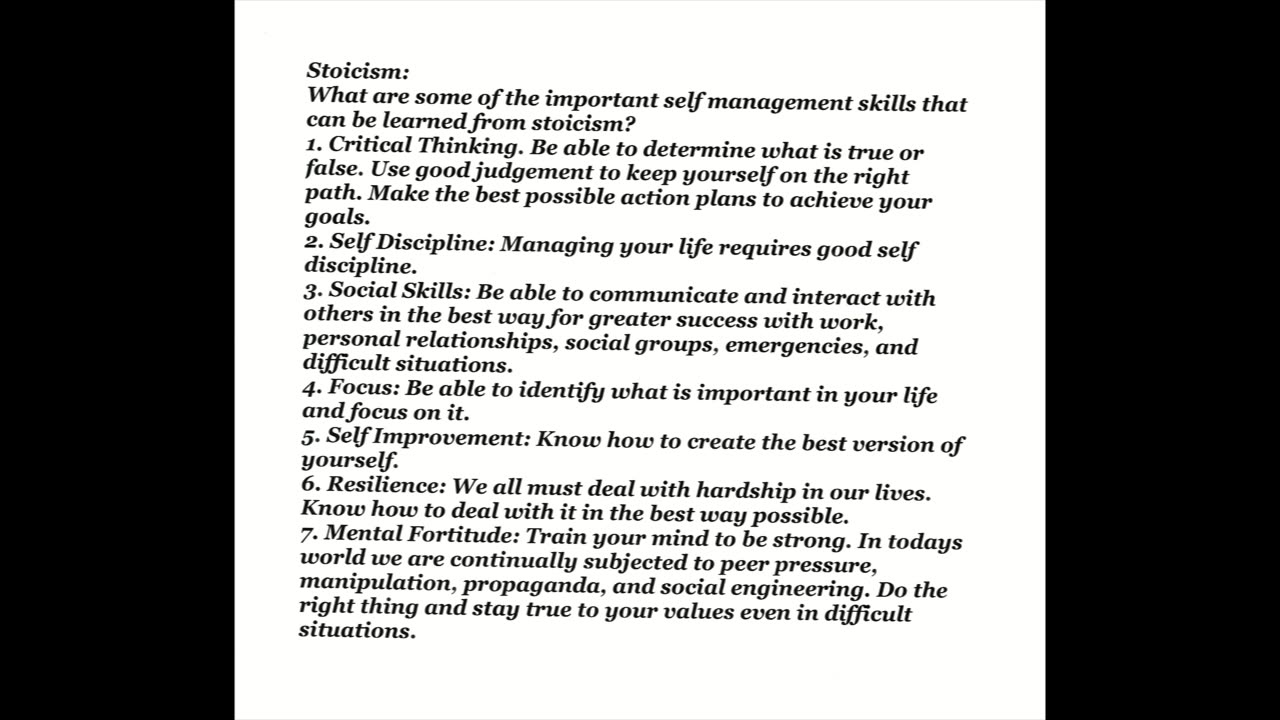 Stoic Self Management