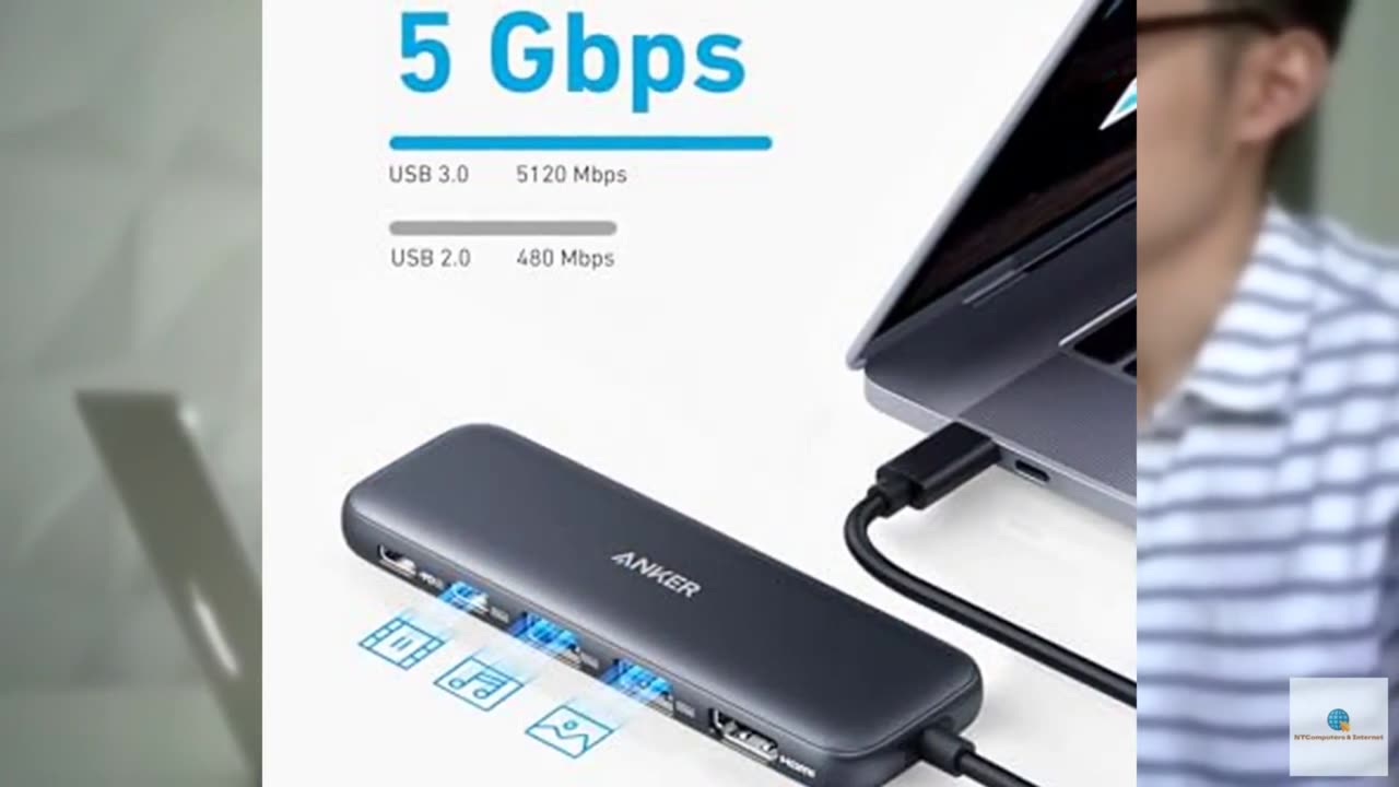 Anker USB C Hub, 5-in-1 USBC to HDMI Splitter with 4K Display, 1 x Powered USB-C
