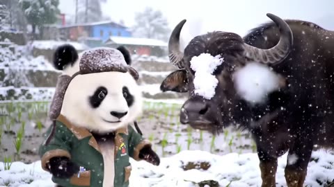 Panda interviewing Buffalo funny video