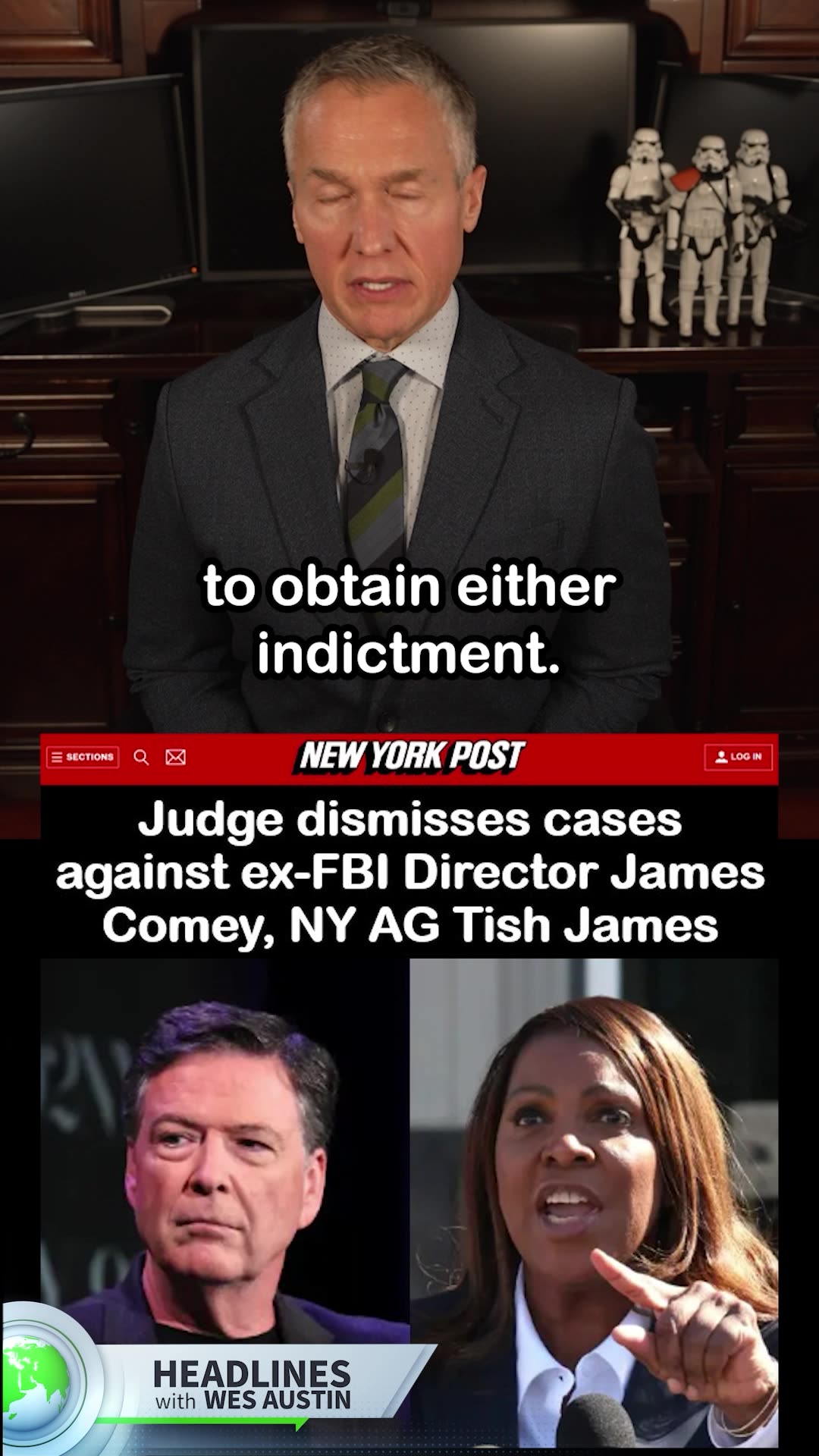 Judge dismisses cases against ex-FBI Director James Comey, NY AG Tish James