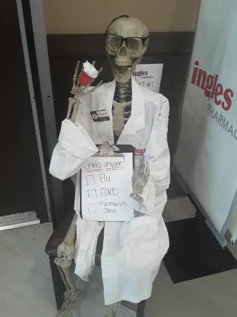Skeleton trying to sell you on a Covid shot