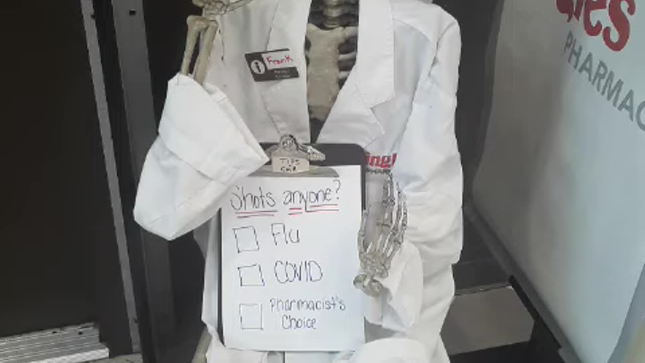 Skeleton trying to sell you on a Covid shot