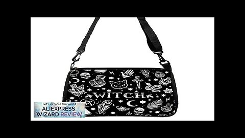 Gothic Cat Printed Shoulder Bag Halloween Fabric Crossbody Bag Versatile Small Square Review