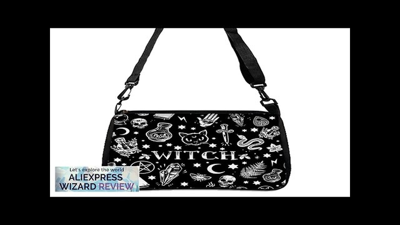 Gothic Cat Printed Shoulder Bag Halloween Fabric Crossbody Bag Versatile Small Square Review