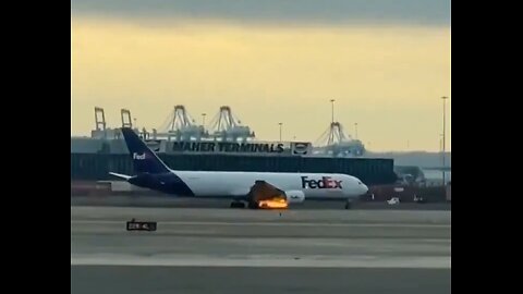 FedEx Plane Makes Emergency Landing After Engine Catches Fire Mid-air