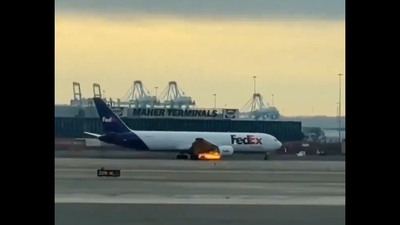 FedEx Plane Makes Emergency Landing After Engine Catches Fire Mid-air