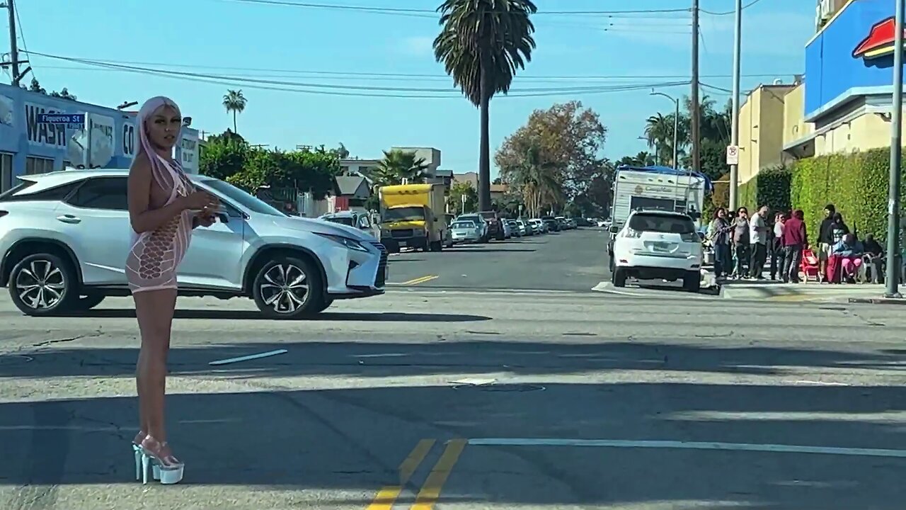 Rolling down Figueroa Street, Los Angeles, California.