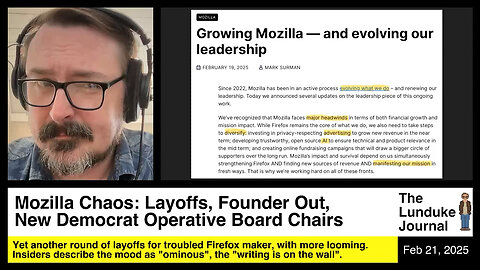 Mozilla Chaos: Layoffs, Founder Out, New Democrat Operative Leadership