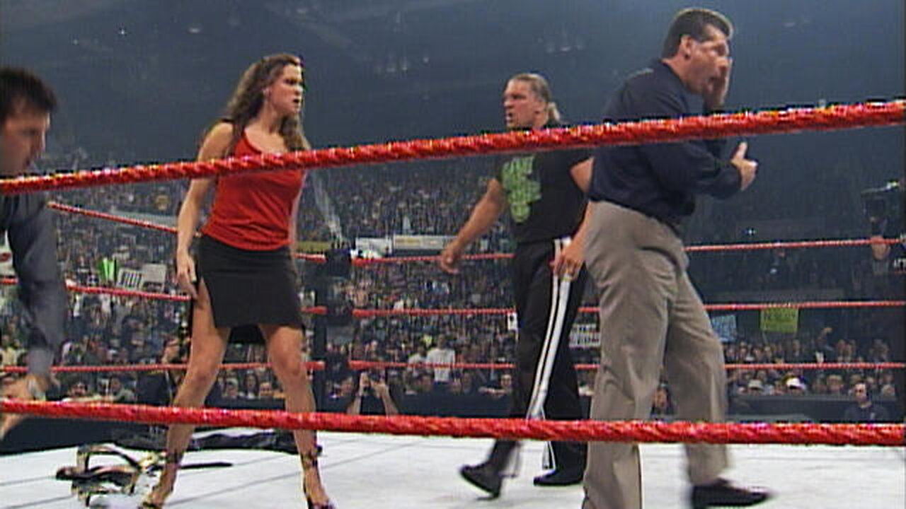 Stephanie McMahon slaps Mr. McMahon, Shane McMahon and Triple H: Raw, June 5, 2000 @WWE