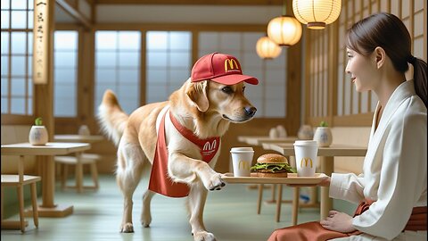 Mama Dog Works at McDonald's to Prepare a Children's Day Gift for Her Puppy! 🎁