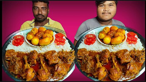 Exciting Mukbang of Egg and Chicken Curry! Who Finishes First