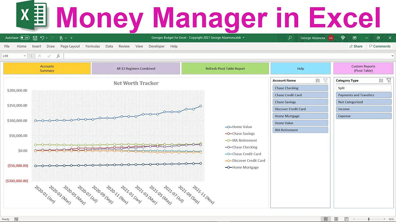 Money Manager Spreadsheet: Wealth Tracker App