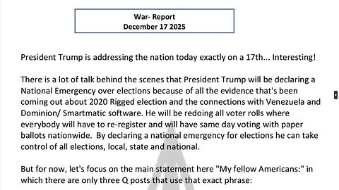 WAR REPORT - DEC 17 2025 - MY FELLOW AMERICANS THE STORM IS UPON US