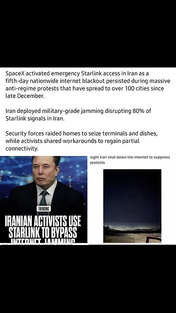 ELON's Starlink active is assisting uprising in IRAN
