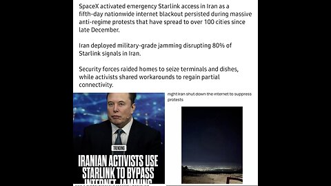 ELON's Starlink active is assisting uprising in IRAN