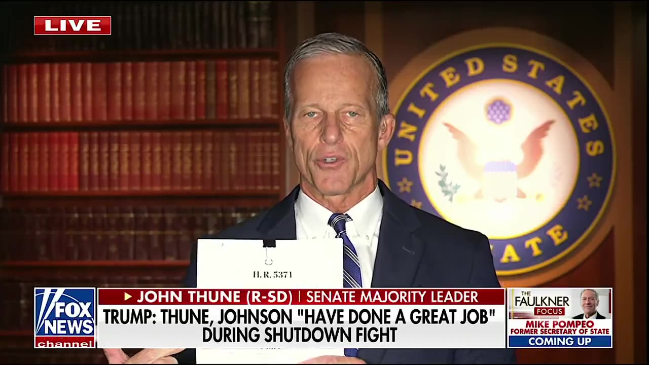 Senate Majority Leader John Thune Announces Progress On Shutdown Negotiations