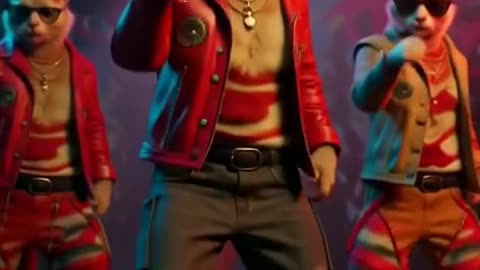 Hyper-realistic female cats performing a Thriller-style dance routine on neon-lit Korean street