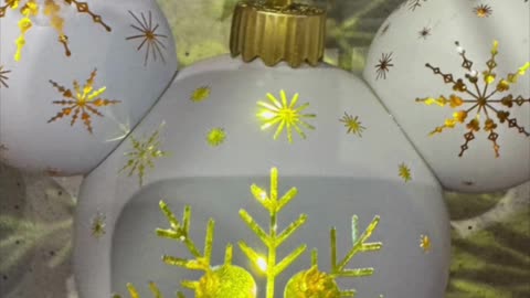 Disney Parks Mickey Mouse Shape White with Gold Color Snowflakes Light Up Ornament #shorts