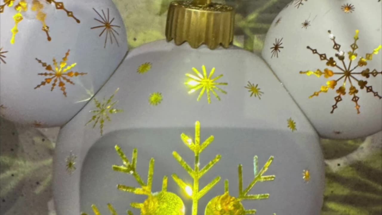 Disney Parks Mickey Mouse Shape White with Gold Color Snowflakes Light Up Ornament #shorts