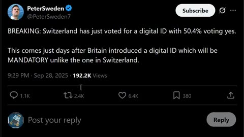 Switzerland has just voted for a digital ID with 50.4% voting yes - Smoke&Mirrors 