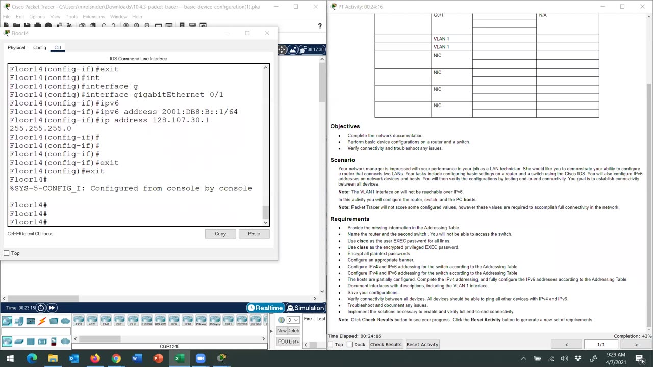 CCNAv7 - Chapter 10 - 10.4.3 PT Run Through