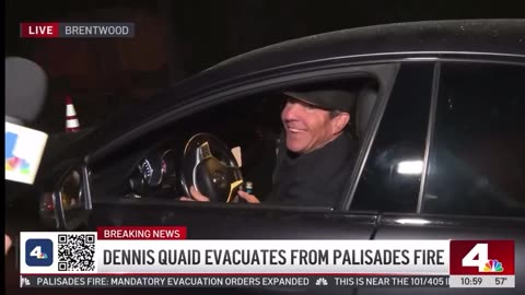 Dennis Quaid and his dog Peaches Evacuate due to Palisades Fire