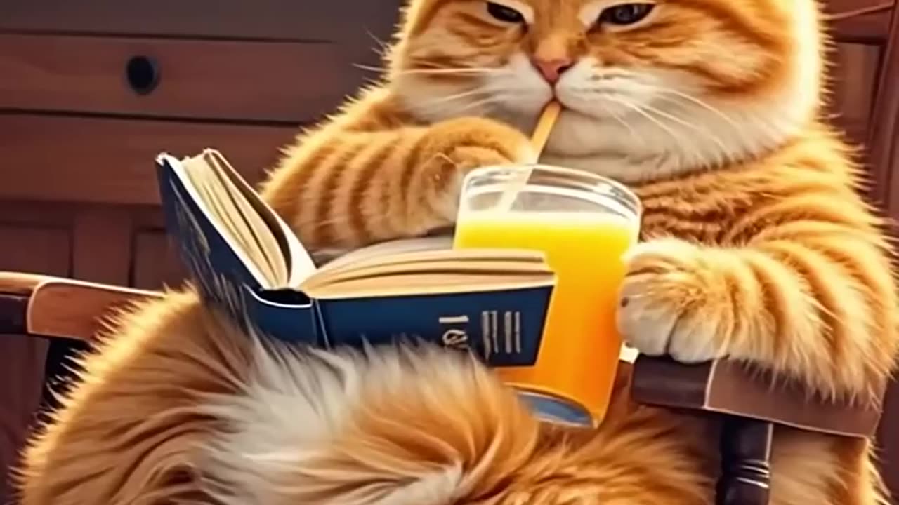 Cat chef made Orange Juice