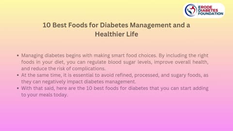 10 Best foods for diabetes Management and a Healthier Life