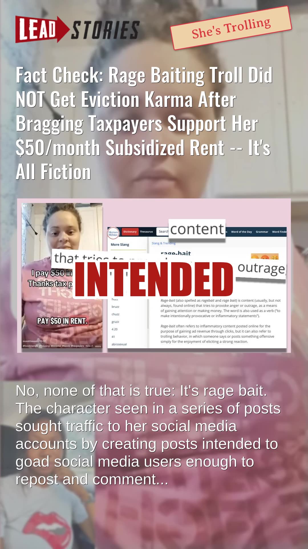 Fact Check: Troll NOT Evicted Karma After Bragging Taxpayers Support $50/month Subsidized Rent