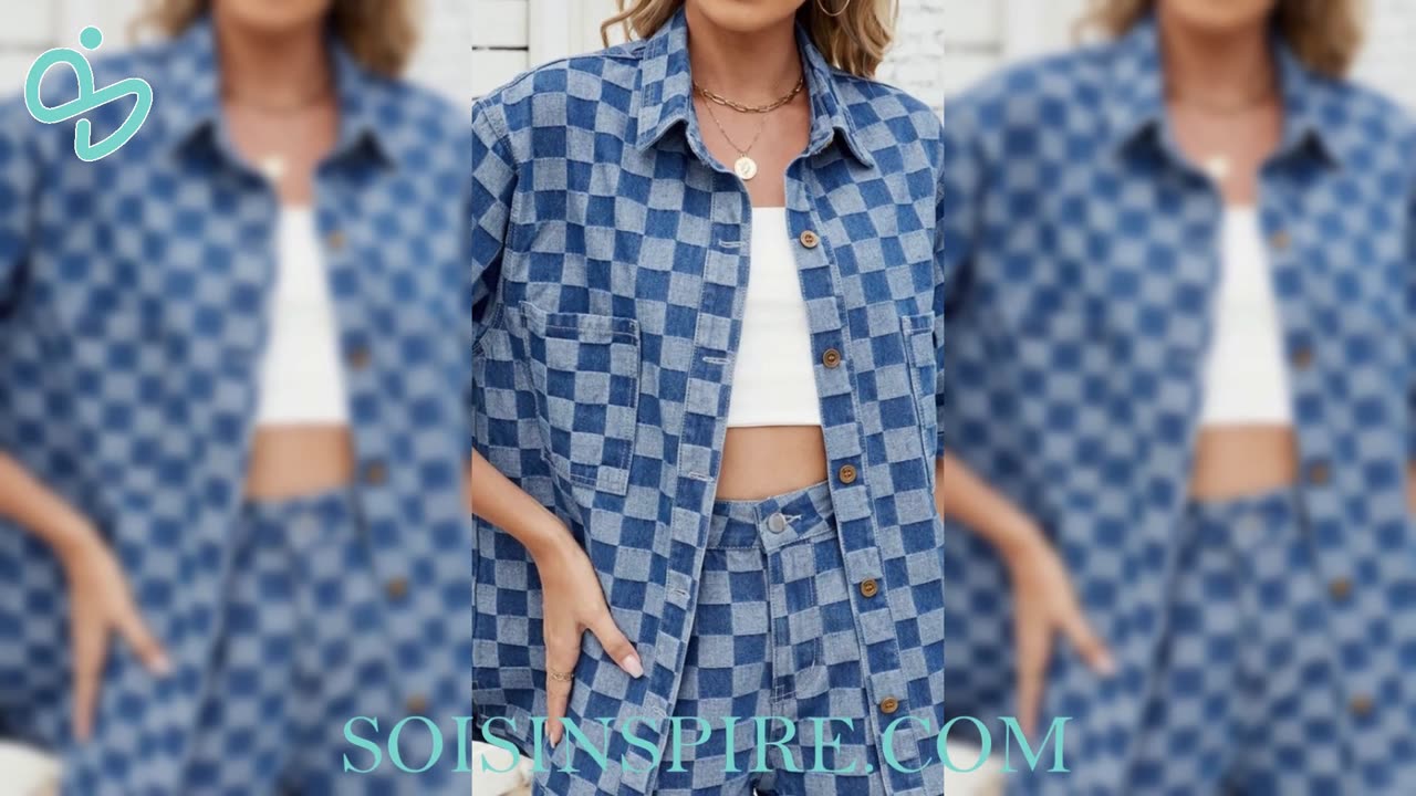 Button Down Checkered Denim Shirt