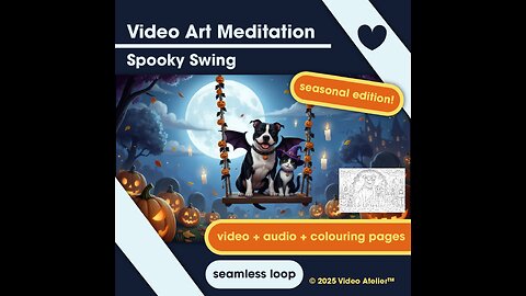 Video Art Meditation Relaxation Stress-Relief Colouring Pages "Spooky Swing" 4K Halloween Lofi Music