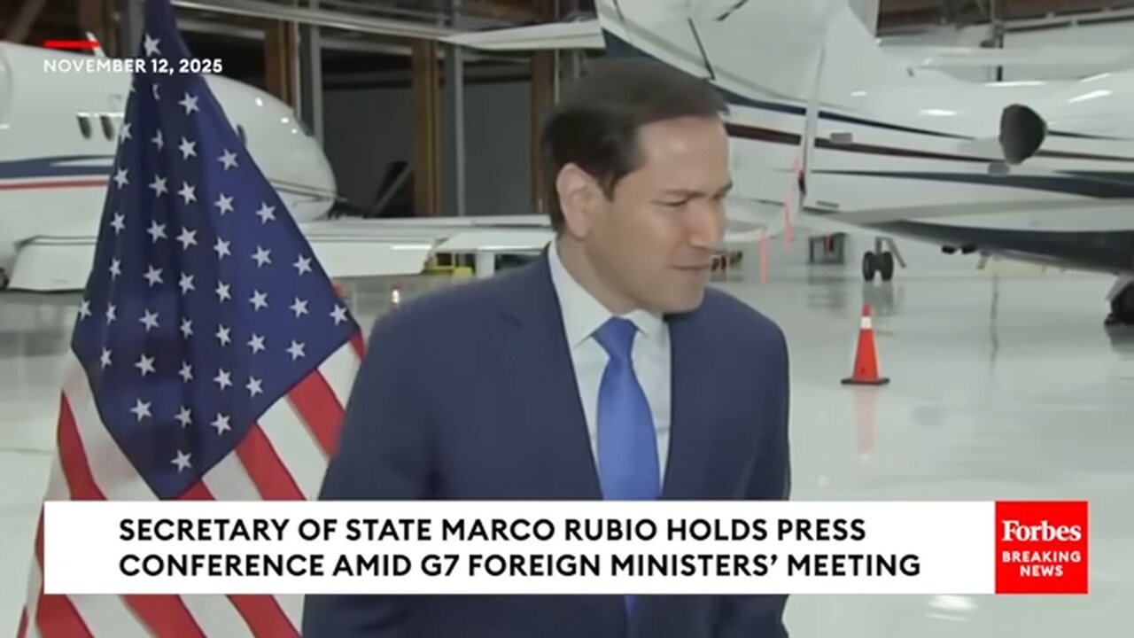 BREAKING: Secretary Of State Marco Rubio Takes Question As He Departs G7 Foreign Ministers' Meeting