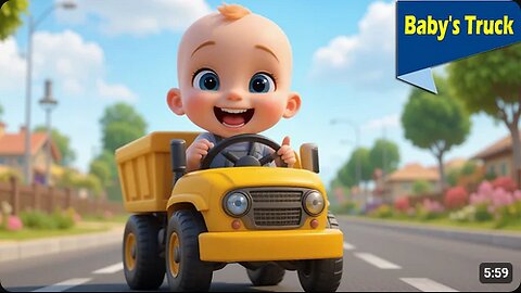 Baby Rides a Cartoon Truck! _ Happy Kids Song