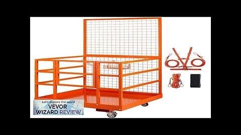 VEVOR Forklift Safety Cage Work Platform 43X45in 1400lbs w/ Wheels for Aerial Review