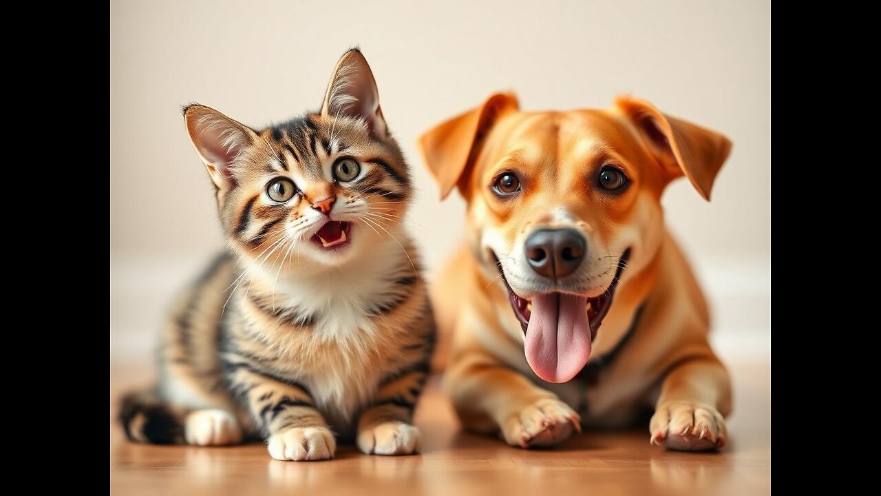 Funny cat & Dog