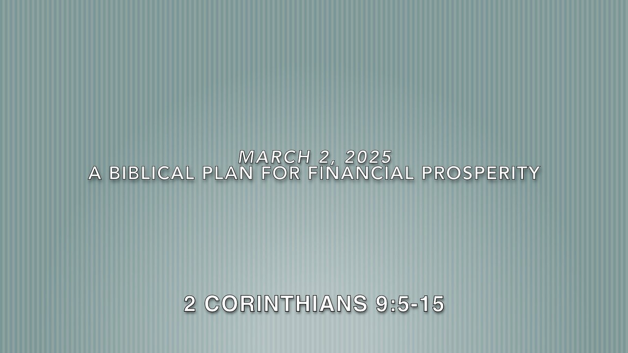 A Biblical Plan for Financial Prosperity