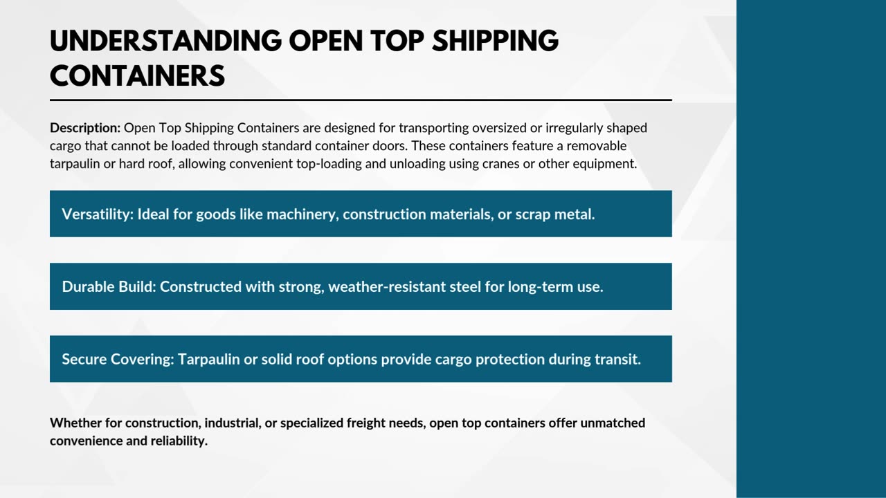 Open Top Shipping Container 40 Feet: Versatile Solutions for Secure Cargo Transport