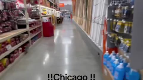 A Home Depot in Chicago is filmed open during business hours but completely