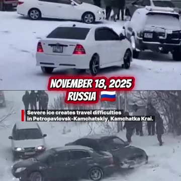 Severe ice creates travel difficulties in Petropavlovsk-Kamchatskiy, Kamchatka Krai, Russia 🇷🇺